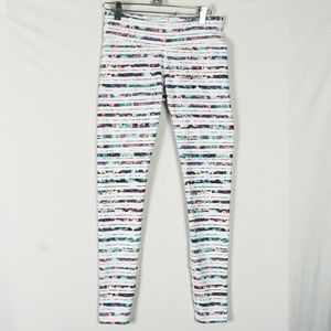 Ivviva Lululemon White Striped Rhythmic Tight